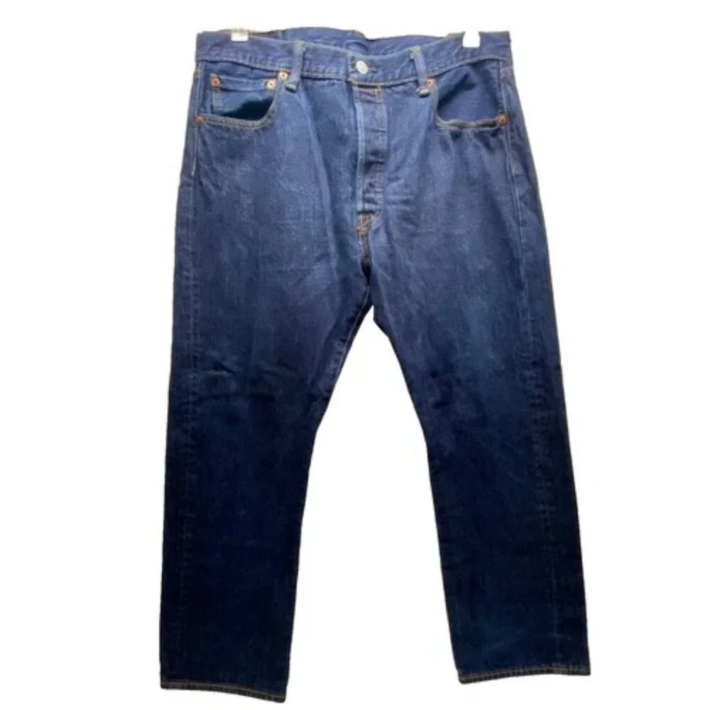 Levi's 501 Jeans Men's (36x30 Tag) Blue Straight Reg Button Fly Jean (35x29 Fit)